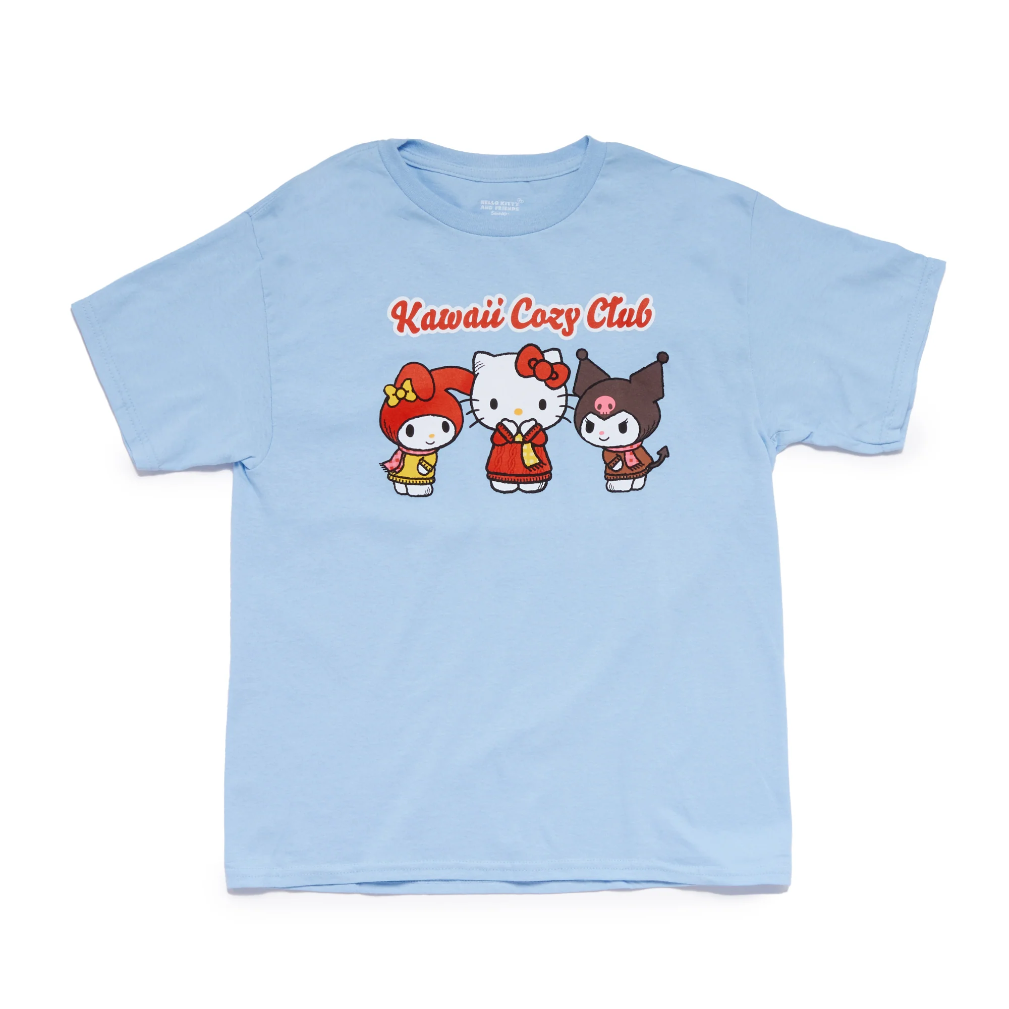 Hello Kitty and Friends Big Kids Kawaii Cozy Club Tee (Light Blue)