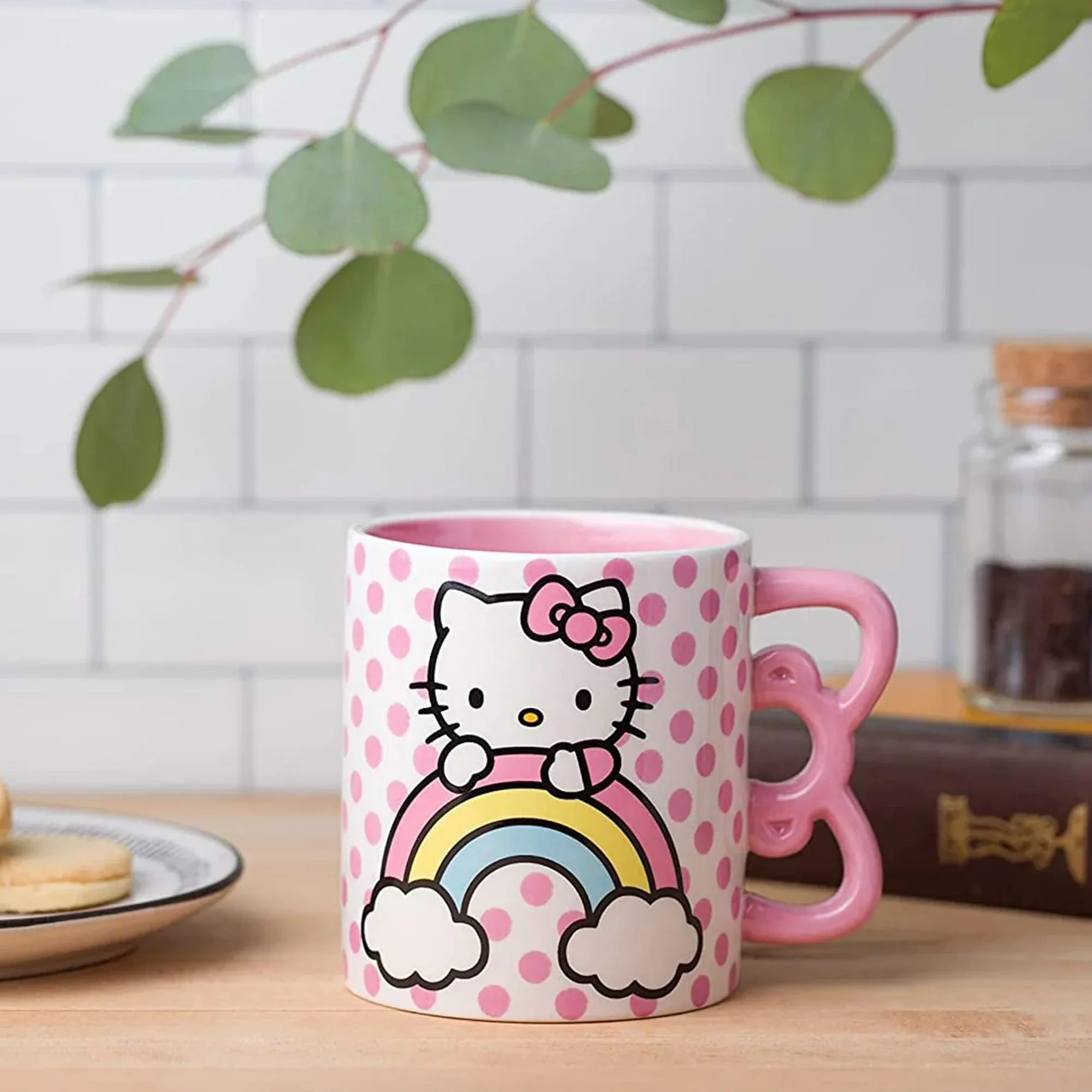 Hello Kitty Sculpted Bow & Rainbow Ceramic Mug - Image 2